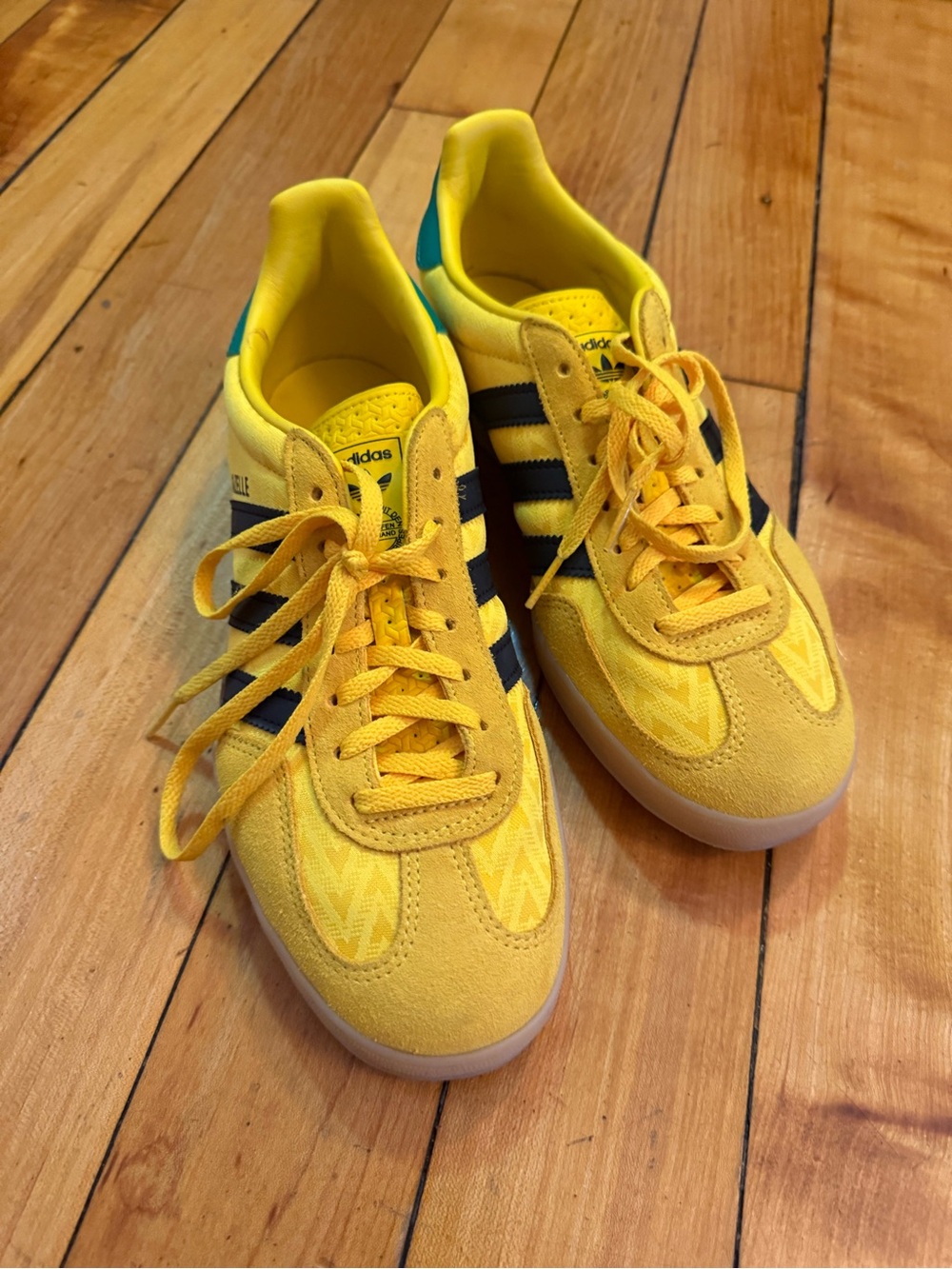 adidas Kids Yellow Sneakers with Black Stripes